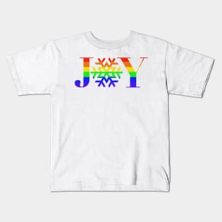 JOY - Rainbow Snowflake - on White Kids T-Shirt